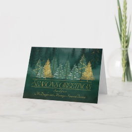 Business Season's Greetings Green and Gold Feiertagskarte