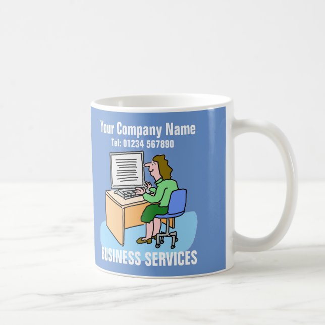 Business Services Worker-Cartoon Kaffeetasse (Rechts)
