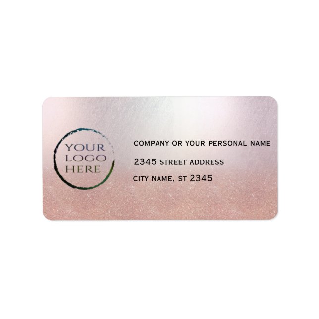Business simple / insert logo Rose gold glittering Adressaufkleber (Vorne)