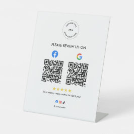 Business Social Review Pedestal Sign with Qr Code Sockelschild