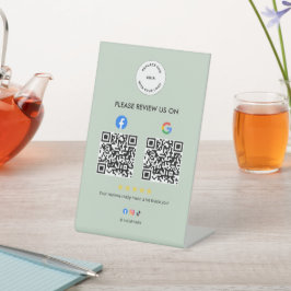 Business Social Review Pedestal Sign with Qr Code Sockelschild