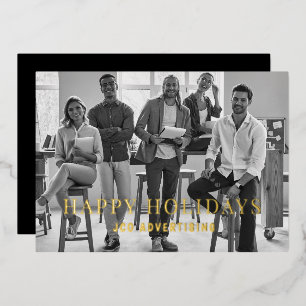 Business Staff Foto B/W Gold Foliday Card Folien Feiertagskarte