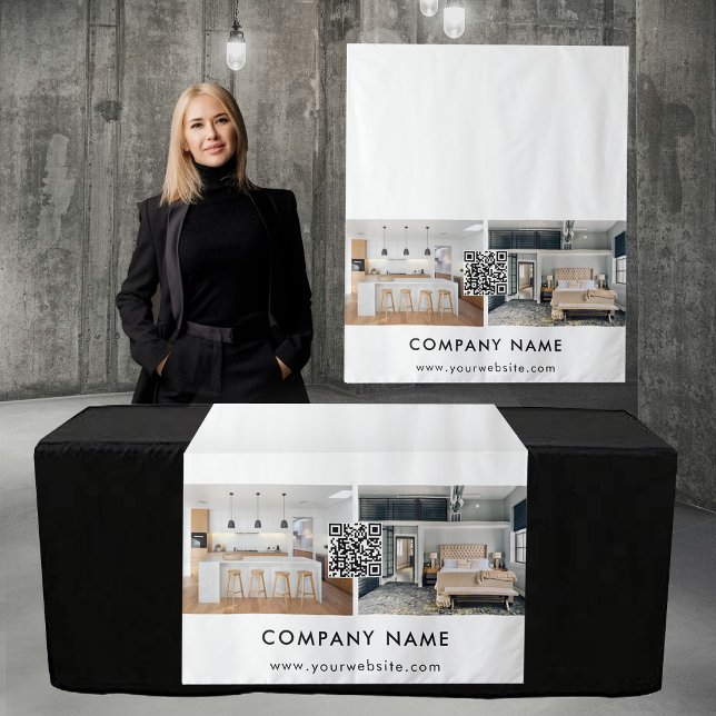 Business Table Runner Banner Real Estate QR Code Wandteppich (Business Table Runner Banner Real Estate QR Code Tapestry)