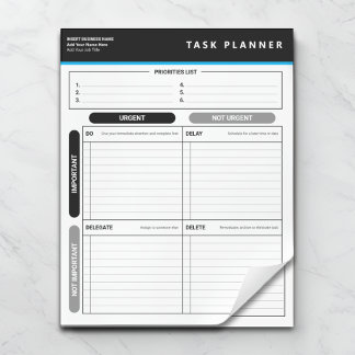 Business Task Planner Priority Matrix Notepad Notizblock