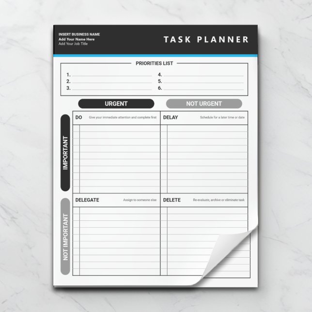 Business Task Planner Priority Matrix Notepad Notizblock (Von Creator hochgeladen)