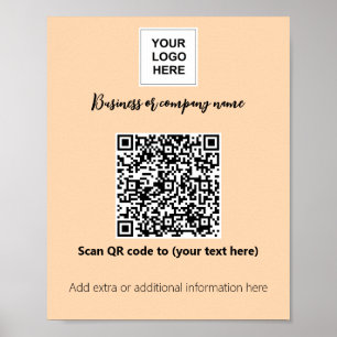 Business Template Orange Logo qr Code Poster