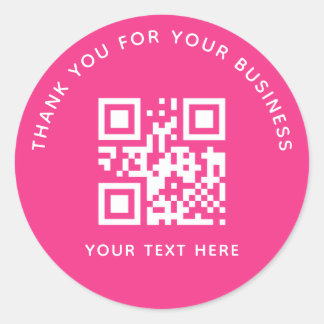 Business Thank You Custom QR Code Pink Runder Aufkleber