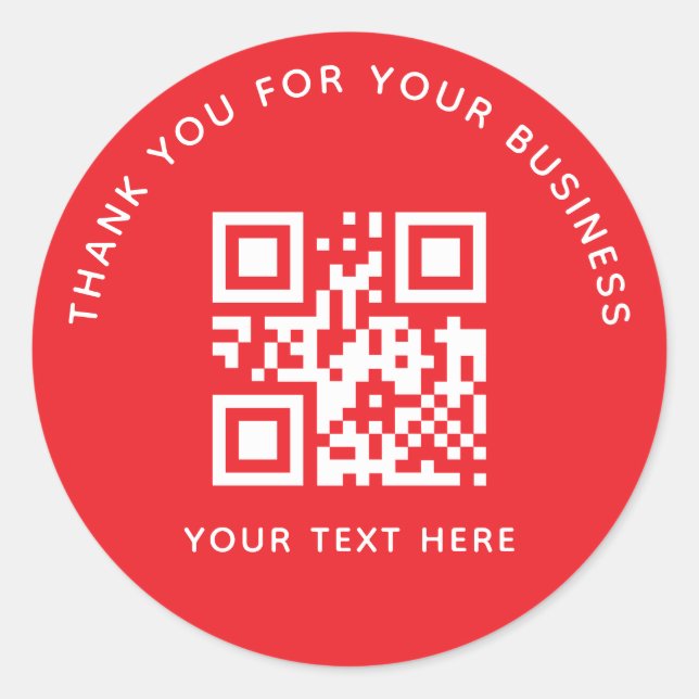 Business Thank You Custom QR Code Red Runder Aufkleber (Vorderseite)