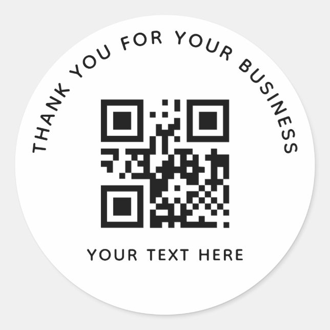 Business Thank You Custom QR Code White Runder Aufkleber (Vorderseite)