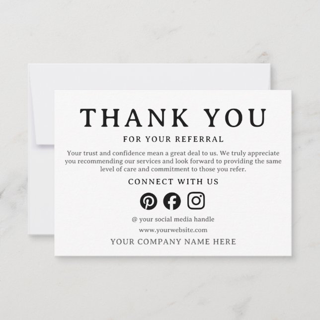  Business Thank You For Your Referral Card (Vorderseite)