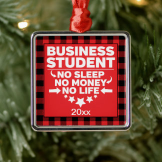 Business Uni Student Red Kariert Xmas Ornament Aus Metall