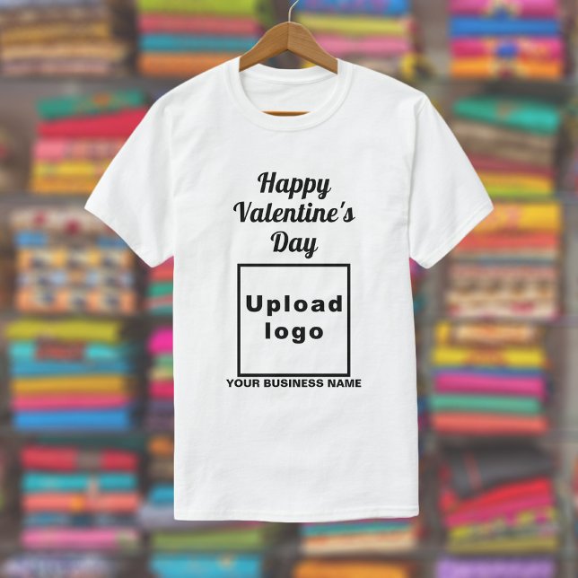 Business Valentine Gruß auf Weißem T - Shirt (White t-shirt with your business name and logo and with Happy Valentine's Day greeting.)