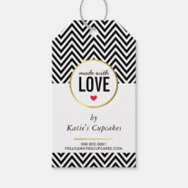 BUSINESS-VERPACKUNG aus Liebe schwarz Zickzack Geschenkanhänger