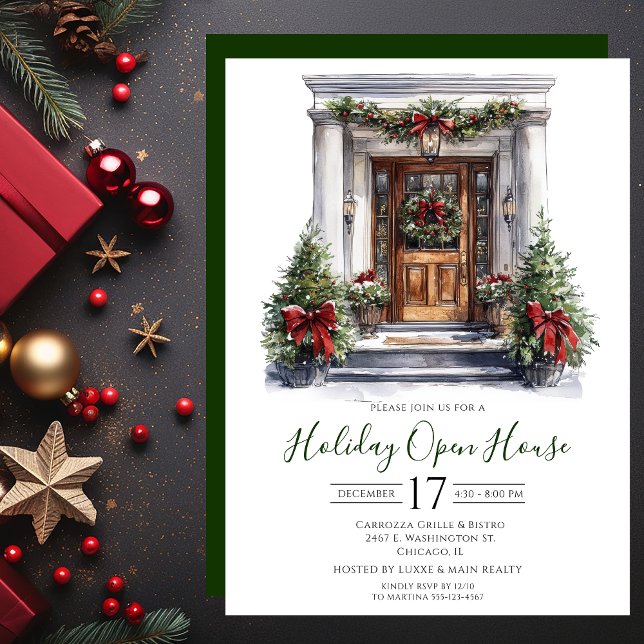 Business Watercolor Front Door Holiday Open House Einladung (Von Creator hochgeladen)