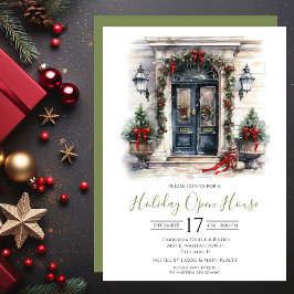 Business Watercolor Front Door Holiday Open House Einladung