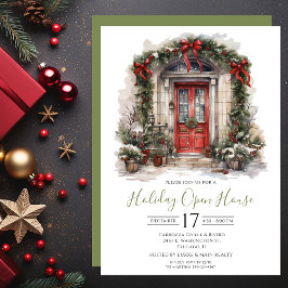 Business Watercolor Front Door Holiday Open House Einladung