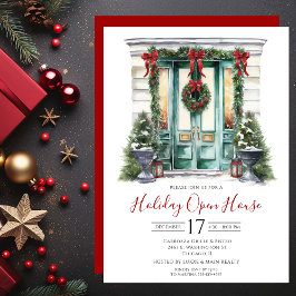 Business Watercolor Front Door Holiday Open House Einladung