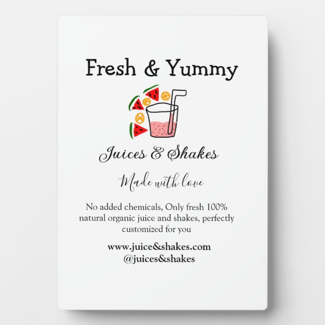 Business-Website "Juice & Shakes" Fotoplatte (Vorderseite)