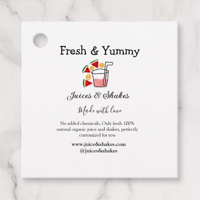 Business-Website "Juice & Shakes" Geschenkanhänger (Vorderseite)