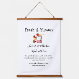 Business-Website "Juice & Shakes" Wandteppich Mit Holzrahmen