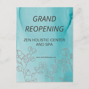 Business Wellness-Center Salon Eröffnung Aquamarin Postkarte