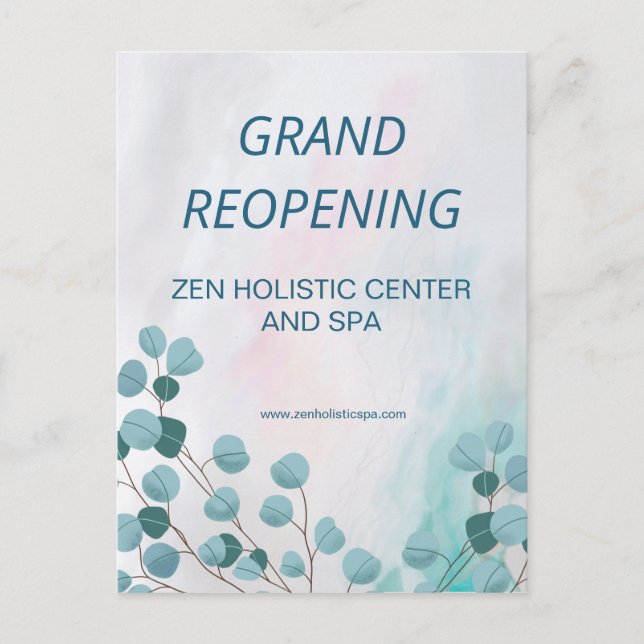 Business Wellness-Center Salon Eröffnung Aquamarin Postkarte (Vorderseite)