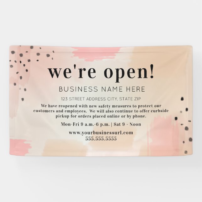 Business We're Open Abstrakt Blush Banner (Horizontal)