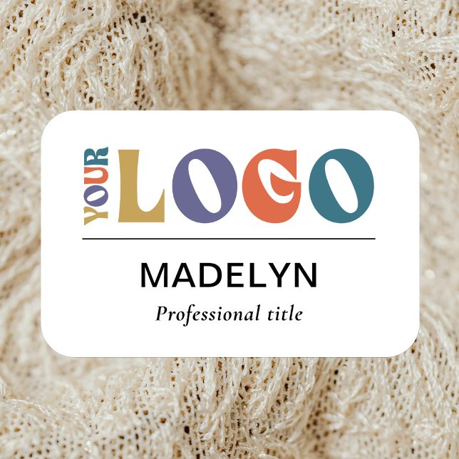 Business White Company Logo Employee Magnetic Namensschild (Von Creator hochgeladen)