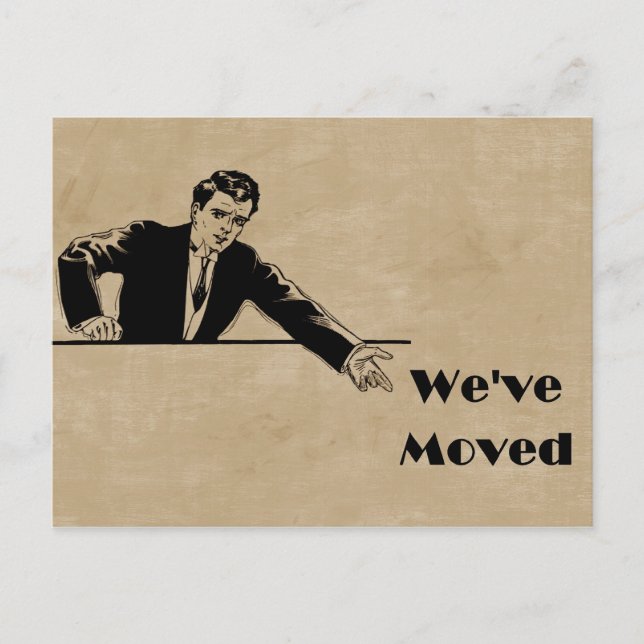 Business Wir haben die Ankündigungskarte verschobe Ankündigungspostkarte (Vorderseite)