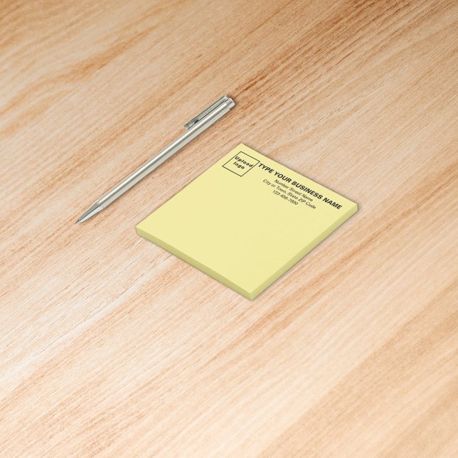 Business Yellow Square post it note Post-it Klebezettel (Build brand name awareness. Your business brand on heading of yellow square post it note.)