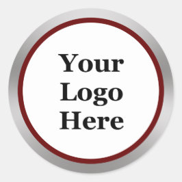 Business your logo Here Dark Red White Silver Runder Aufkleber