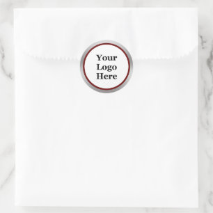 Business your logo Here Dark Red White Silver Runder Aufkleber