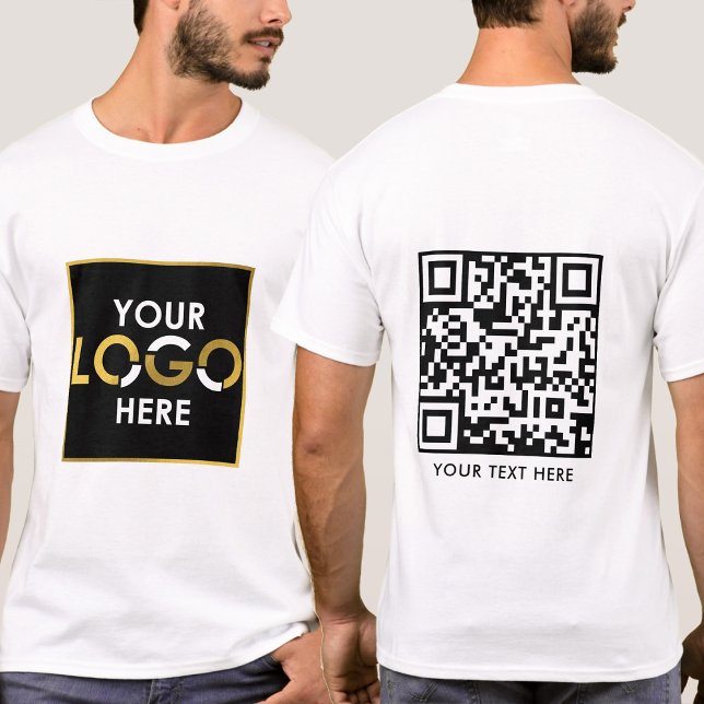Business your logo hier QR-Code und Textwerbung T-Shirt (Business Your Logo Here QR Code & Text Promotional T-Shirt)