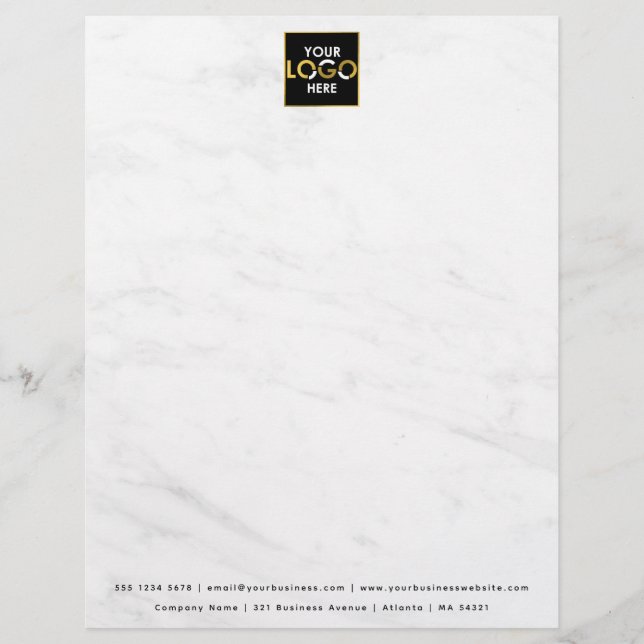 Business your logo hier Simple Modern Marble Briefbogen (Vorderseite)