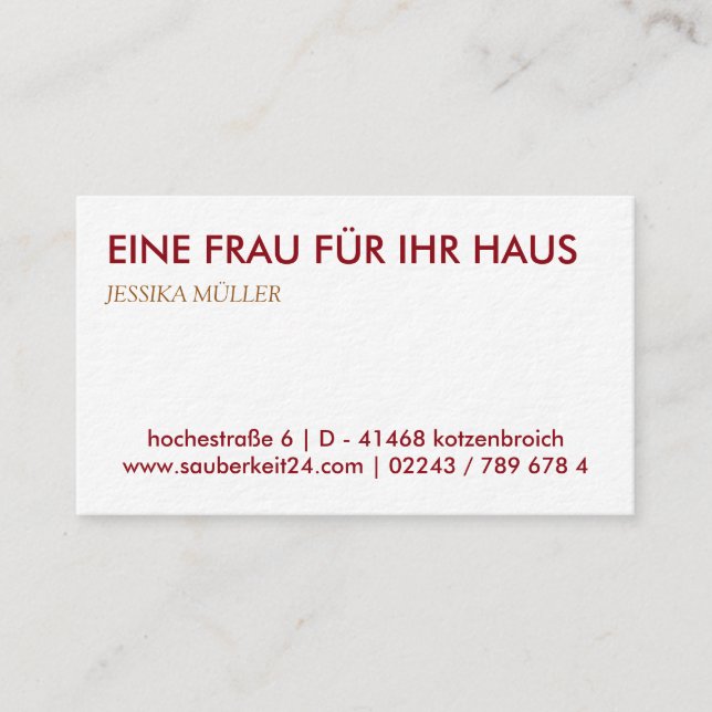 Businesskarte sauber visitenkarte (Vorderseite)