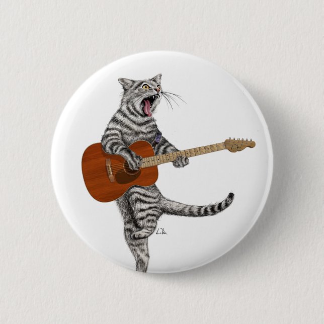 Busker, der Gitarrist der Katze Button (Vorderseite)