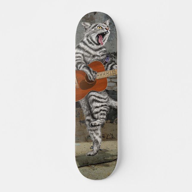 Busker die Gitarrenkatze  Skateboard (Vorne)