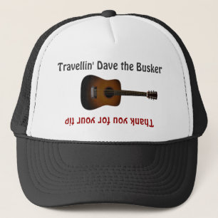 Busker-Musiker-Gitarren-Spitze-Glas-Hut Truckerkappe