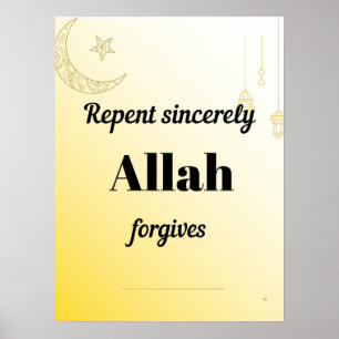 Büße aufrichtig. Ein islamisches Wandkunstwerk . Poster