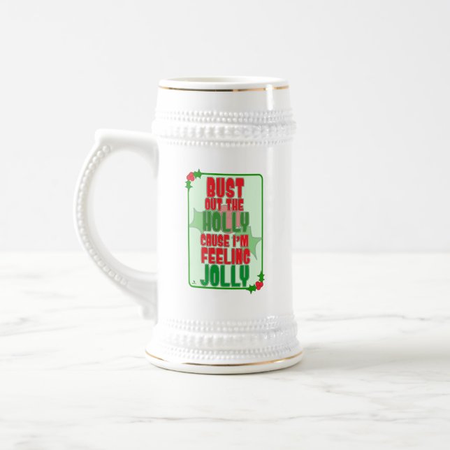 Bust Out Holly Feelin Jolly Christmas Joy Design Bierglas (Links)