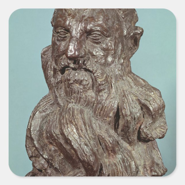 Büste von Auguste Rodin 1909 Quadratischer Aufkleber (Vorderseite)