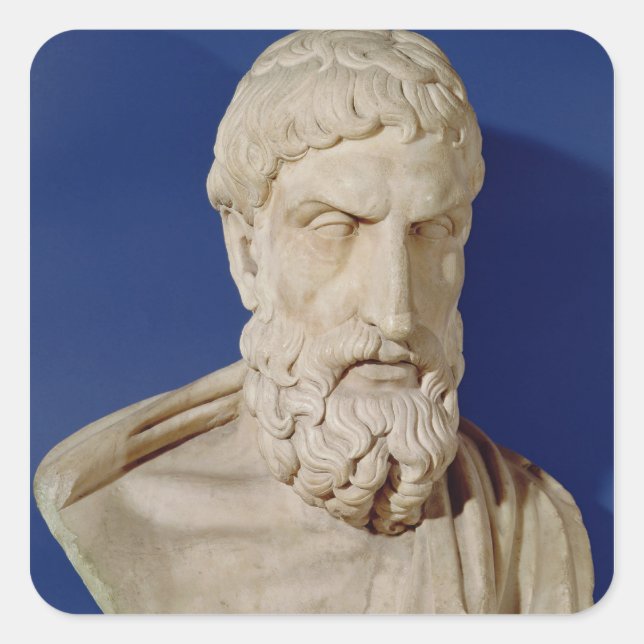 Büste von Epicurus Quadratischer Aufkleber (Vorderseite)