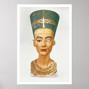 Büste von Königin Nefertiti, Vorderansicht, von de Poster
