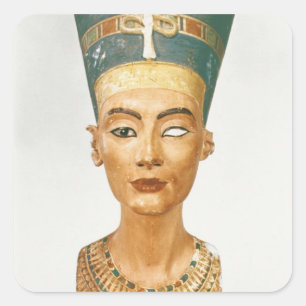 Büste von Königin Nefertiti, Vorderansicht, von de Quadratischer Aufkleber