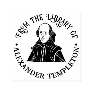 Büste von William Shakespeare Bibliotheksbuch Name Permastempel