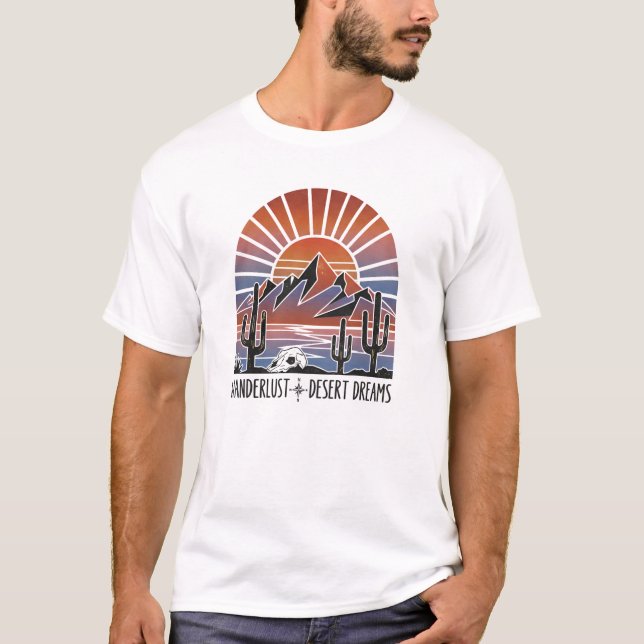 Büste + Wüste Träume Retro Abenteuer T-Shirt (Vorderseite)
