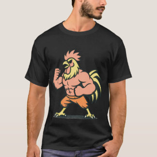 Büstenmuskel-Hahn-Maskottchen-Gym-Shirt T-Shirt