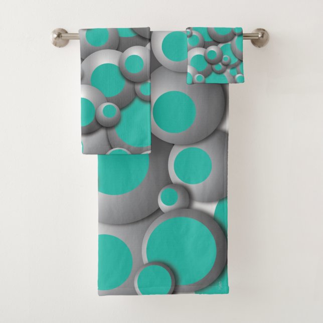 Bustling Bubbles Aquamarin Badhandtuch Set (Insitu)