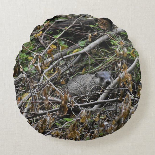 Busy Beaver Rundes Kissen (Vorderseite)