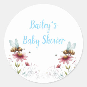 Busy Bee Baby Shower Name Runder Aufkleber
